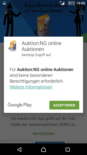 Die App benötigt keine besonderen Rechte