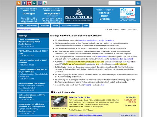 Auktionsplattform auktion.proventura.de