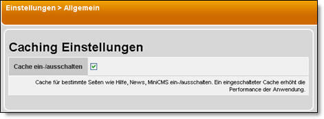 Caching Einstellungen
