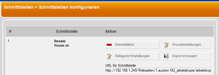 resale Schnittstelle aktivieren