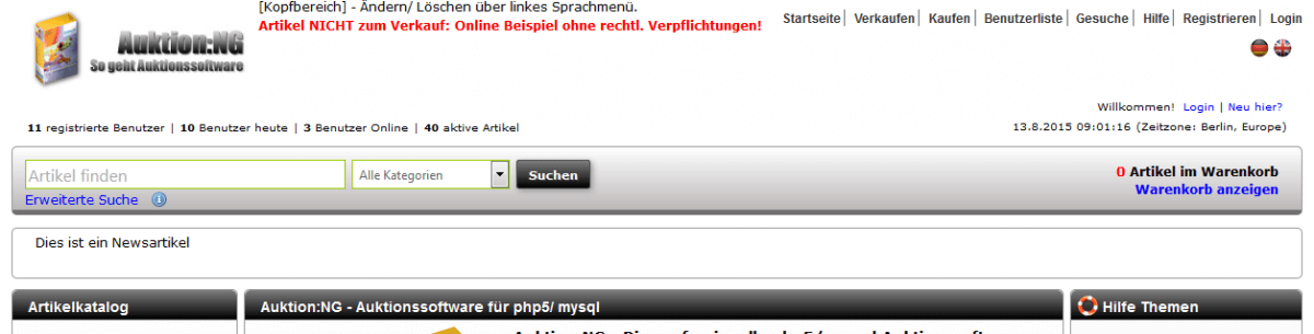 Newsticker im Frontend