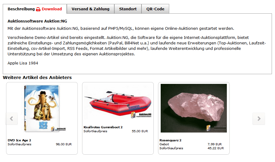 Slider Detailseite Weitere Artikel des Verkäufers