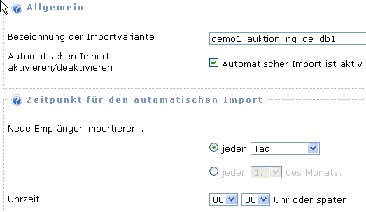 Newsletter Tool für Auktion einrichten 2